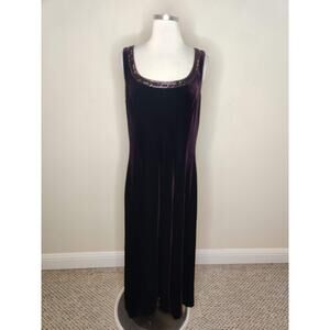 Crimson by Lawrence Kurtz Velvet Dress Beaded Burgundy